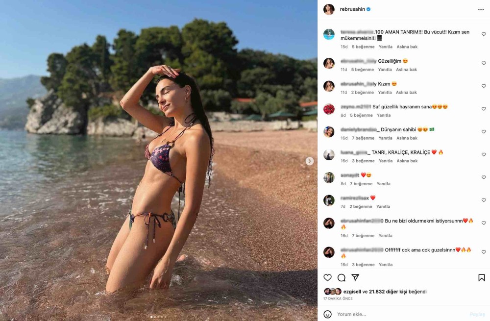 ebru sahin in mor bikinili tatil paylasimi gundem oldu bu ne bizi oldurmek mi istiyorsun